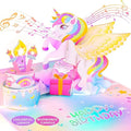Birthday Cards, MUSIC & LIGHTS & BLOWABLE Funny Pop up Greeting Card, Unicorn Birthday Gifts for Women Girls Daughter Sister Kids- With 0-9 DIY Number