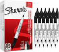 Sharpie Twin Tip Permanent Markers | Fine & Ultra-Fine Points | Black | 12 Count