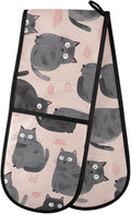 Oven Gloves Double Oven Gloves Grey Cat Pink Oven Mitts Pot Holder Heat Resistant Quilted for BBQ Baking Kitchen Cooking Gloves