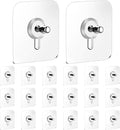 20 Pcs Self Adhesive Picture Hooks, Heavy Duty Adhesive Wall Hooks, Transparent Sticky Hooks No Nails for Hanging Pictures, Frames & Decorations, Kitchen Bathroom Living Room Use, Max 5kg