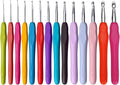 Crochet Hooks Set, 14 Pcs Crochet Kits for Beginners Adults, Ergonomic Soft Grip Handles, Smooth Knitting Needles Kit for Arthritic Hands, Crochet Needle Best for Women