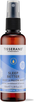 Tisserand - Sleep Better - Room and Body Mist Sleep Spray - Lavender, Jasmine & Sandalwood Essential Oils - Made with 100% Natural Pure Essential Oils - 100 ml (Packaging May Vary)