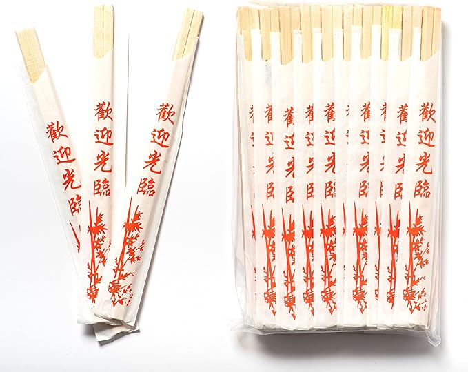 40 Pairs Sustainable Biodegradable Disposable Wooden Chopsticks Hashi Individually Wrapped Chinese New Year
