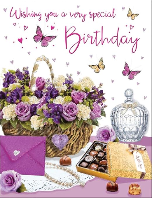 Piccadilly Greetings Birthday Card Female - 8 x 6 inches - Regal Publishing,green|pink|brown|white|red