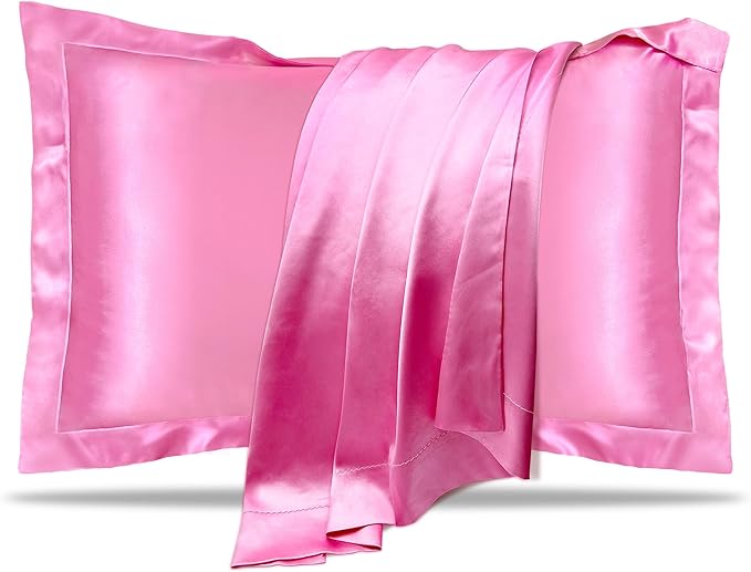 UQQU Natural Mulberry Silk Pillowcase for Hair and Skin Health, Standard Size 50 x 75 cm Silk Pillow Case, Soft Smooth Cooling Premium Grade Silk Pillow Covers for Sleeping (Pink, 1 Pack)
