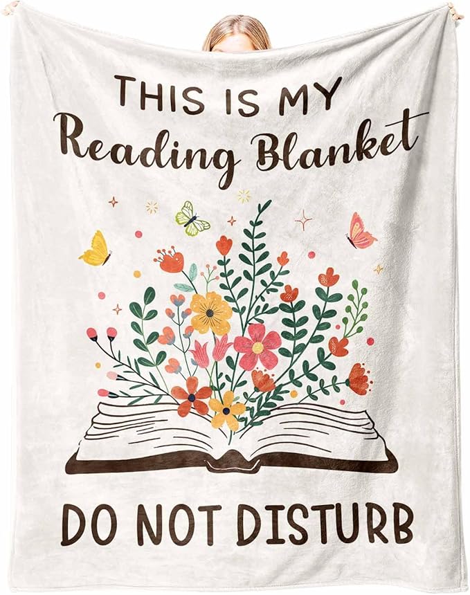 Book Lover Gifts for Women Men, Soft Flannel 'Do Not Disturb' Reading Blanket - Christmas Birthday Gifts for Book Reader, Bookish Bookworm Reading Accessories (50x60 Inches)