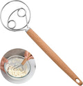 Danish Dough Whisk, Danish Dough Whisk 10-Inch Dutch Whisk Egg Beater With Plastic Handle Mixer Stainless Steel Double Holes For Bread Dough, Pastry, or Pizza Dough