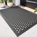 DEXI Outdoor Door Mat 60 x 90 cm, Non-slip Heavy Duty Rubber Doormat with Drainage Holes, Dirt Trapper Waterproof Front Entrance Mats for Porch, Patio, Garden, Charcoal