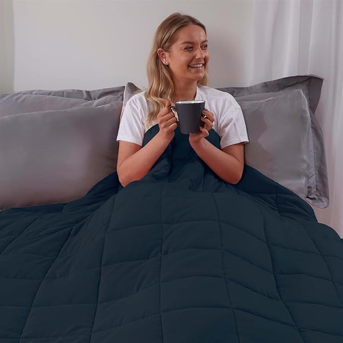 Brentfords Weighted Blanket Adult 8kg Navy Blue, Valentines Gifts for Her Therapy Autism Insomnia Anxiety Relief for Adults, King - 150 x 200cm - (Disclaimer Only suitable for age 3+ years)