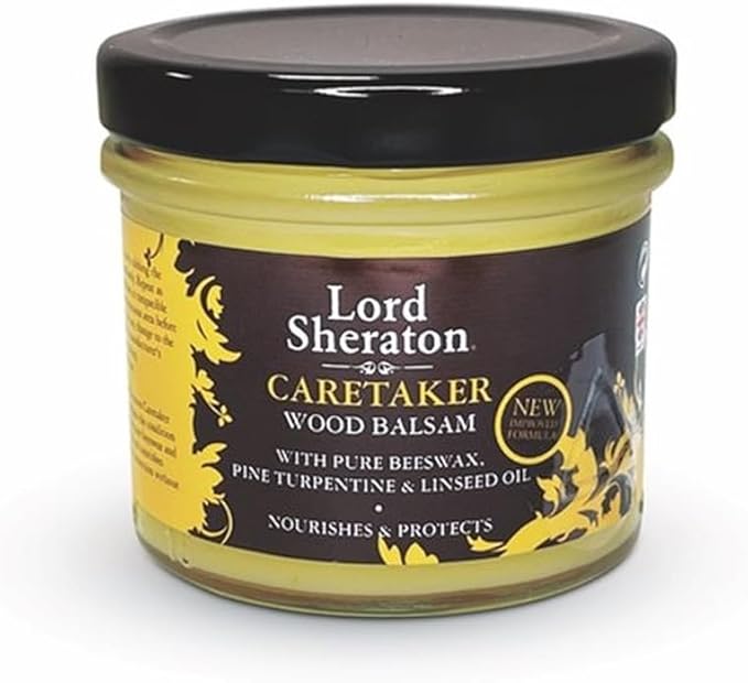 Lord Sheraton Caretaker Wood Balsam 125ml Clear– Natural Beeswax Enriched Polish for Wood Furniture – Cleans, Nourishes & Protects for a Lasting Shine