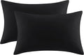 Aisbo Black Pillow Cases 2 Pack - Black Standard Plain Pillowcases Set of 2, Soft Microfiber Pillow Cover with Envelope Closure 50x75 cm