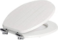 Harbour Housewares Soft Close Toilet Seat - White - Pack of 1 - Oval-Shaped Wooden Toilet Seat Antibacterial Loo Lid with Universal Chrome Hinges, Fixings & Fittings