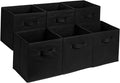 Amazon Basics Collapsible Fabric Storage Cube/Organiser with Handles, Pack of 6, Solid Black, 33 x 33 x 33 cm