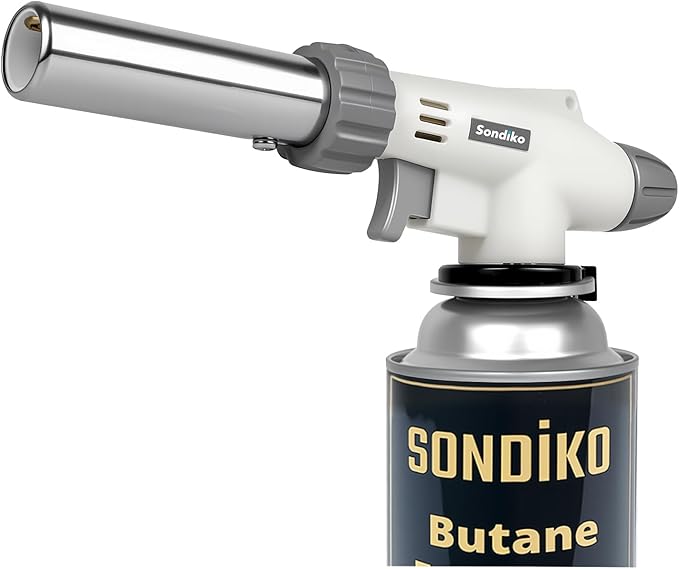 Sondiko Butane Torch, Waterproof and Wind-Resistant Industrial Torch, Refillable Power Soldering Torch, Adjustable Flame Torch Lighter for Metal Welding, Baking Outdoor (Butane Gas Not Included)