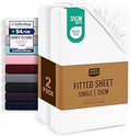 Utopia Bedding Fitted Sheet Single (2 Pack), White - Deep Pocket 14 inch (35 cm) - Oeko Tex Certified - Easy Care - Soft Brushed Microfibre Fabric - Shrinkage and Fade Resistant - Bottom Sheet