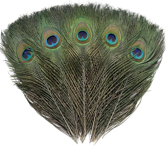 Ballinger 16Pcs Natural Peacock Feathers - 10-12 inch Large Big Peacock Feathers Bulk for DIY Crafting,Christmas,Wedding and Holiday Decorations