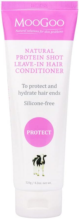 MooGoo Protein Shot Leave-In Conditioner - Hydrates & Protects Hair Ends, Silicone-Free, Natural Formula, Non-Irritating, Moisturising Hair Treatment, Detangler for Dry, Frizzy Hair, 120g / 4.2oz.