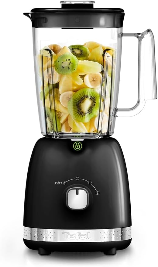 Tefal Black Collection Blender, 2L Jug, 2 Speeds, Pulse Mode, Kitchen Blender, 6 Stainless Steel Removable Blades, Smoothies, Milkshakes, protein Shakes, Cocktails, Ice Crush, Soups, 500W BL3558G0