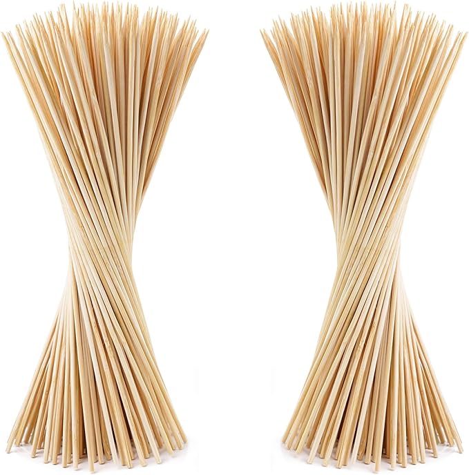 150 Bamboo Skewers 30cm in Length Wooden Skewers Sticks for BBQ, Cocktail, Shish Kabobs, Chocolate FountainParty Essentials