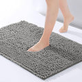 Hafaa Bath Mat Non Slip Anti Mould – Grey Chenille Bathroom Mat 40 x 60 cm Machine Washable Bath mats Super Absorbent Extra Soft Fluffy Shower mat