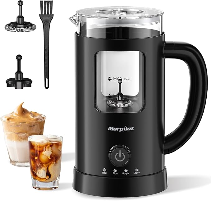 Milk Frother Electric 4 in 1 - Morpilot Automatic Milk Frothers 600ml Large Capacity Milk Steamer Milk Heater and Warmer Hot or Cold Milk Foam Maker for Capuccino Latte Coffee