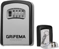 GRIFEMA GA1003 Key Safe Wall Mounted, Large Capacity Key Lock Box Outdoor,Waterproof Key Safe Box with 4 Digit Combination, Key Lock Cabinet for Spare House Keys, With Slide Cover, Gray, Medium Size