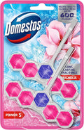 Domestos Power 5 Magnolia Toilet Rim Blocks toilet freshener with a long-lasting fragrance clean and freshen for up to 300 flushes 2x 50 g