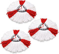 Mop Heads Compatible with Vileda 2-in-1 Turbo Mop Replacement Head Microfibre (Red, 3 Pack)