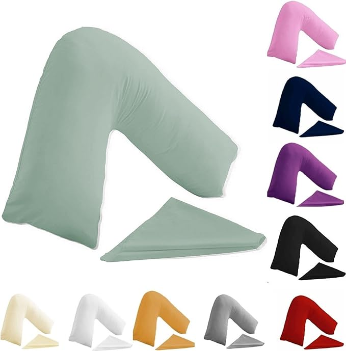 V shaped pillowcase cover, 100% Poly-cotton Back & Neck Support Orthopaedic Pregnancy/Nursing V Pillowcase cover only (Duck Egg)