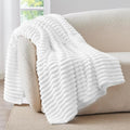 BEDELITE Fluffy Fleece Throw Blanket - Bright White Sofa Throw Soft Cosy Warm Small Blankets for Single Bed, Gifts for Women