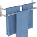 Double Towel Rail Wall Mounted, 60cm Bathroom Towel Rails, Stainless Steel Towel Holder, Bathroom Towel Rack, Hand Towel Rail for Bathroom Shower Storage, Kitchen, Brushed Nickel