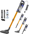 Corded Vacuum Cleaner, Powerful 600W/60Kpa, Lightweight 3-in-1 Stick Vacuum with 800ML Dustbin, Double Handle Design Upright Handheld Vacuum for Hardwood, Pet Hair, Carpets