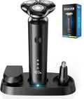 Electric Razor for Men, 2025 Magnetic Electric Shavers, IPX7 Waterproof Wet/Dry Mens Shaver, Smart LED Display & All-in-One Charging Base with Trimmers