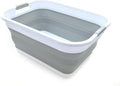 SAMMART 41L Collapsible Plastic Laundry Basket - Foldable Pop Up Storage Container/Organizer - Portable Washing Tub - Space Saving Hamper/Basket (Grey)
