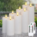Flameless Waterproof 5.5cm x10cm 10cm 12.5cm 12.5cm 15cm 15cm 17.5cm 17.5cm LED Candles with Remote Control and Timer, Battery Operated Plastic White Pack of 8 Outdoor Flickering Warm Light