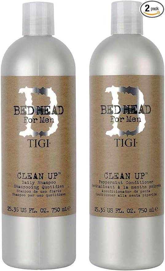 Bed Head by TIGI Mens Clean Up Shampoo & Conditioner Set – Salon Quality, Professional Daily Hair Care for Men, Deep Cleansing, Hydrating & Scalp Refreshing Treatment with Peppermint & Menthol