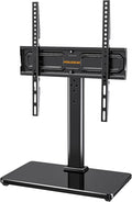 PERLEGEAR Universal Swivel TV Stand for 24-60 inch TVs up to 45kg, Height Adjustable Table Top TV Stands, TV Base Stand with Tempered Glass Base, Pedestal TV Stand with Bracket Max VESA 400x400mm