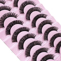 CNMTCCO False Eyelashes 10 Pairs Russian Strip Lashes Natural Fluffy Wispy D Curly Faux Mink Lashes Thick Short Soft Eyes Lash Reusable Fake Eyelashes (Densely)