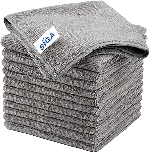 MR.SIGA Microfiber Cleaning Cloth, All-Purpose Microfiber Towels, Streak Free Cleaning Rags, Pack of 12, Grey, Size 32 x 32 cm(12.6 x 12.6 inch)