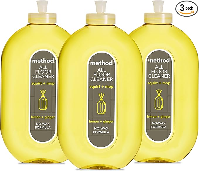 Method Multipurpose, Floor Liquid Cleaner, Gently Cleans and Shines, Fresh and Vibrant Lemon And Ginger Scent, Pack of 3, 739ml