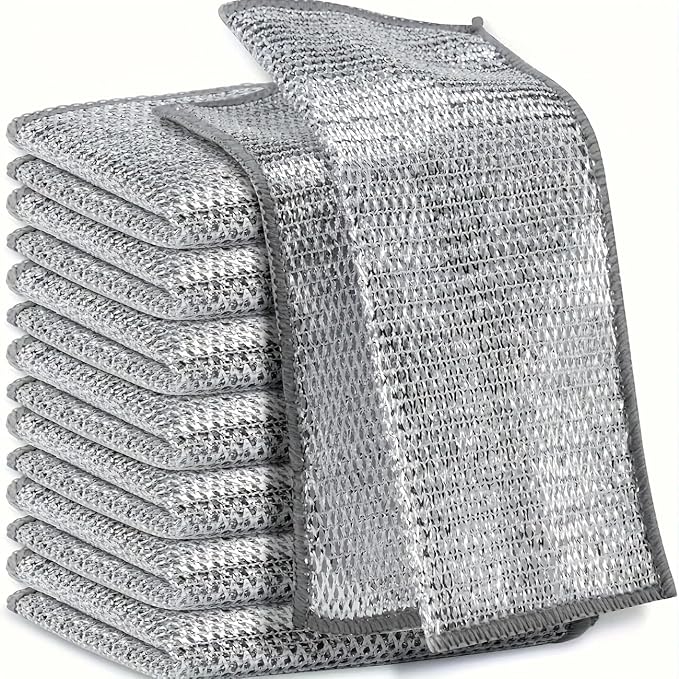 8pcs Miracle Cleaning Cloth - Ultra-Durable Mesh Ultrafine Fiber Set - Easy for Dry and Wet Cleaning - Very Suitable for Tableware, Metal Surfaces, etc.! No Scratches Kitchen Genius