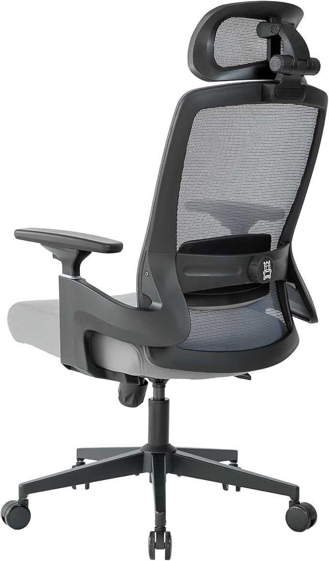 Realm of Thrones AVALON Ergonomic Office Chair for Home, Gaming Desk Chair, 3D Headrest/High Back Mesh/Comfort Cushion Seat/3D Rotating Armrests/Adjustable Lumbar Support/Heavy Duty Steel Base (Grey)