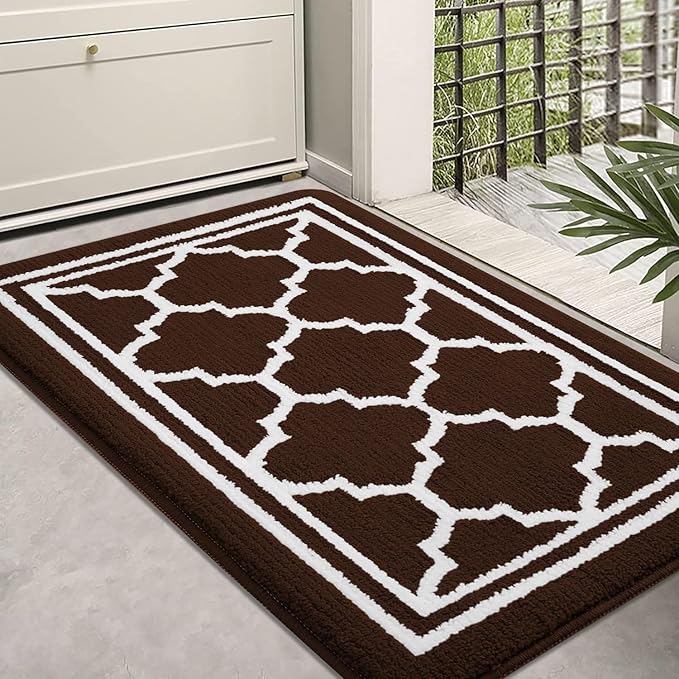 Homaxy Washable Door Mats Indoor, Dirt Trapper Mat Absorbent Non-Slip Low Profile Doormat for Entrance, Inside, Kitchen, Front Back Door, Pets and Dogs— 50 x 80 cm, Dark Brown