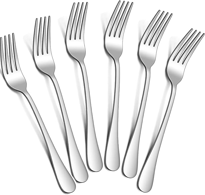 Dinner Forks Set,8 Inches Set of 6 Food Grade Stainless Steel Silverware Table Flatware Forks,Mirror Finish Dishwasher Safe,Use for Home,Kitchen or Restaurant