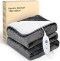 Electric Heated Blanket Throw,Electric Throw with 4 Heat Settings & 4 Hours Auto-Off Timer, LCD Display,Grey Heating Blanket Flannel Sherpa for Sofa and Bed,160 * 120CM