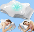 Cervical Memory Foam Pillow for Neck and Shoulder Pain-Adjustable Orthopedic Pillow with Armrest Design-Ergonomic Bed Pillow with Washable Cover for Side, Back & Stomach Sleep