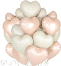 Retro Apricot Cream White Heart Balloons, 24Pcs 18Inch Caramel Sand White Foil Heart Shaped Love Balloons, for Valentines, Birthday, Wedding Party Decorations