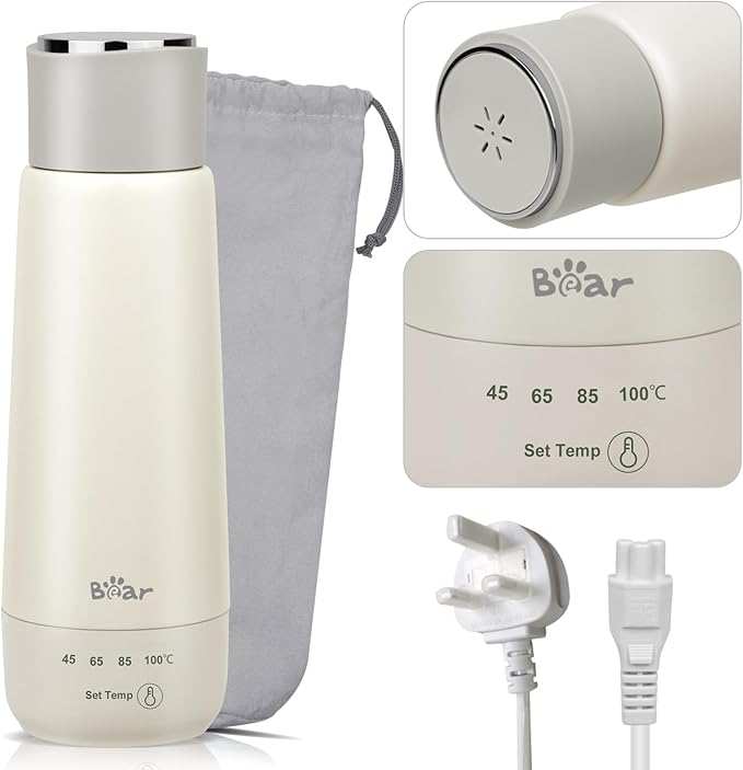 Bear 4-temperature Control Electric Kettle,300ml Portable Travel Fast Boil Kettle with Keep Warm Function and Storage Bag,Single Touch Control,Double Layer 304 Stainless Steel Lining