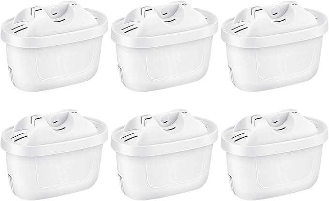 6 Pack of Water Filter Cartridges Compatible with Brita Maxtra+, Brita Style, Mavea Elemaris XL Water Tank