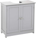 Taylor & Brown Under Sink Bathroom Cabinet Storage Cupboard Organiser Free Standing Wooden Sink Storage Unit Basin with Shelf, Grey 60cm x 30cm x 60cm